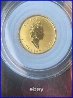 2001 Proof 1/4 OZ Gold Maple Leaf Hologram Coin 9999 Solid 24KT 24 Karat 1/4OZ