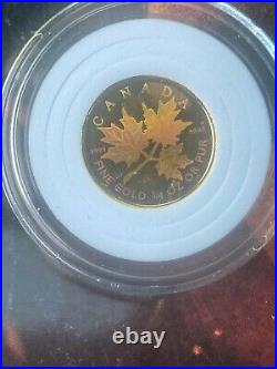 2001 Proof 1/4 OZ Gold Maple Leaf Hologram Coin 9999 Solid 24KT 24 Karat 1/4OZ