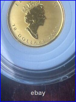 2001 Proof 1/4 OZ Gold Maple Leaf Hologram Coin 9999 Solid 24KT 24 Karat 1/4OZ