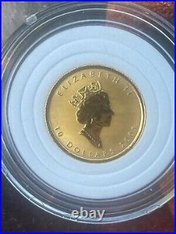 2001 Proof 1/4 OZ Gold Maple Leaf Hologram Coin 9999 Solid 24KT 24 Karat 1/4OZ