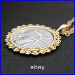 2003 1/10 oz. 999 Platinum American Eagle BU Coin Solid 14K Gold Necklace NEW