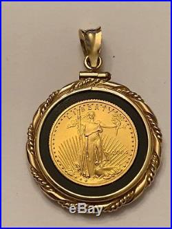 2004 1/10th oz $5 Gold American Eagle COIN, 14KT Gold Fancy Bezel Pendant GIFT