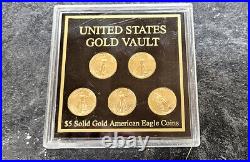 2005 Five $5 Solid Gold American Eagle Bullion Coins United States Gold Vault