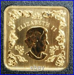 2006 Canada $3 Beaver Square Gold Plated. 925 Silver Coin-Box & COA