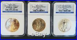 2006 W GOLD EAGLE 20TH ANNIVERSARY SET NGC-70, 3 Coin Set- MS70, RP70, PF70