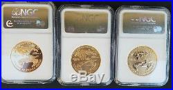 2006 W GOLD EAGLE 20TH ANNIVERSARY SET NGC-70, 3 Coin Set- MS70, RP70, PF70