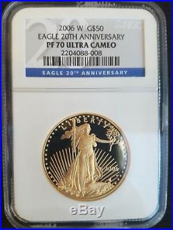 2006 W GOLD EAGLE 20TH ANNIVERSARY SET NGC-70, 3 Coin Set- MS70, RP70, PF70 2006 W GOLD EAGLE 20TH ANNIVERSARY SET NGC-70, 3 Coin Set- MS70, RP70, PF70