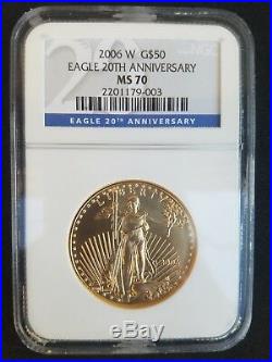 2006 W GOLD EAGLE 20TH ANNIVERSARY SET NGC-70, 3 Coin Set- MS70, RP70, PF70 2006 W GOLD EAGLE 20TH ANNIVERSARY SET NGC-70, 3 Coin Set- MS70, RP70, PF70