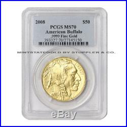 2008 $50 Buffalo PCGS MS70 American Gold Bullion coin 1 ounce 24 KT. 9999