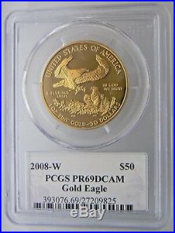 2008-w 1 Oz $50 American Gold Eagle Coin Pcgs Pr69dcam Philip Diehl