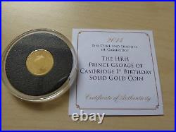 2014 Tdc Hrh Prince George Of Cambridge Solid 9ct Gold Proof Crown Coin Coa