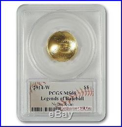 2014-W $5 Gold Baseball Coin PCGS MS69 Hand-Signed By Nolan Ryan