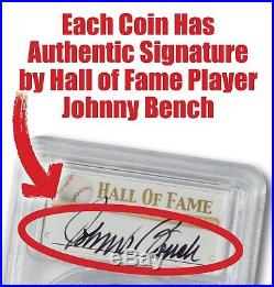 2014-W $5 Gold Baseball Coin PCGS PR69 Hand-Signed By Johnny Bench