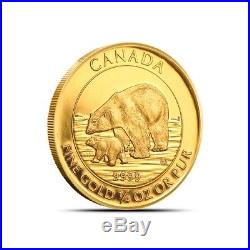 2015 Canada 1/4 oz. 9999 Fine Gold $10 Polar Bear with Cub Coin In RCM Plastic