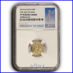 2015 W American Proof Gold Eagle NGC PF70 FDOI 1/10th oz Proof Gold $5 Coin