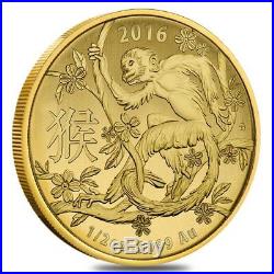 2016 1/2 oz Gold Lunar Year of the Monkey Coin. 9999 Fine BU (In Capsule)