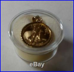 2016 $5 Gold American Eagle Coin in a 14k FANCY EDGE YELLOW GOLD BEZEL PENDANT