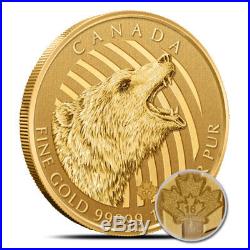2016 Canada 1 Oz Gold Call of the Wild $200 Grizzly Coin. 99999 BU In Assay Card