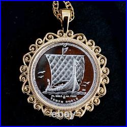 2016 Isle of Man 1/10 oz Platinum Noble BU Unc Coin Solid 14K Gold Necklace NEW