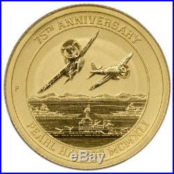 2016-P 1/10 oz. 9999 Gold Tuvalu PEARL HARBOR 75th Anniversary $15 coin