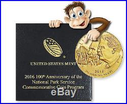 2016-W 100th Anniversary $5 (1/4 oz.) Proof Gold National Park Coin