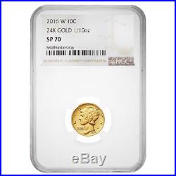 2016 W 1/10 oz Mercury Dime Centennial Gold Coin NGC SP 70