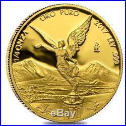 2017 1/4 oz Mexican Gold Libertad Coin. 999 Fine Proof (In Cap)