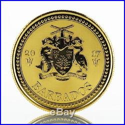 2017 1 oz. 9999 Gold Coin Barbados Trident in Certi-Lock BU #A442
