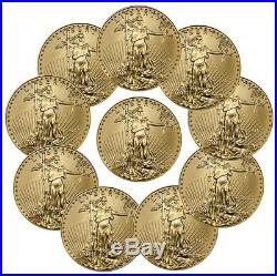 2017 $5 1/10 oz. American Gold Eagle Lot of 10 Coins SKU44742