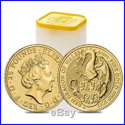 2017 Great Britain 1/4 oz Gold Queen's Beast (Red Dragon) Coin. 9999 Fine BU