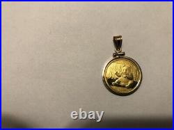 2017 SOLID. 999 PANDA COIN IN 14K GOLD BEZEL PENDANT FOR CHAIN NECKLACE 4g total