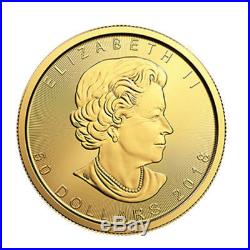 2018 1 oz Canadian Gold Maple Leaf $50 Coin. 9999 Fine