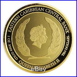 2018 1oz St. Kitts Pelican. 9999 Gold Coin BU in Certi-Lock #A464