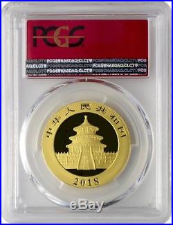 2018 500 Yuan China Gold Panda Coin 30 Gram. 999 Gold PCGS MS69 First Strike