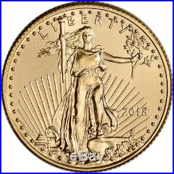 2018 American Gold Eagle (1/4 oz) $10 BU coin in U. S. Mint Gift Box