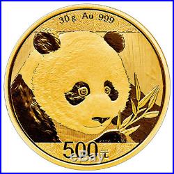 2018 China 30 g Gold Panda ¥500 Coin GEM BU Mint Sealed SKU51049
