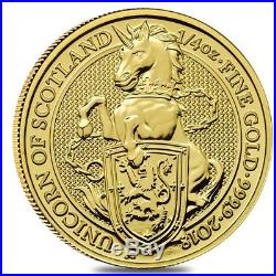 2018 Great Britain 1/4 oz Gold Queen's Beast (Unicorn of Scotland) Coin BU