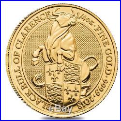 2018 Great Britain 1/4 oz Gold Queen's Beasts (Black Bull) Coin. 9999 Fine BU
