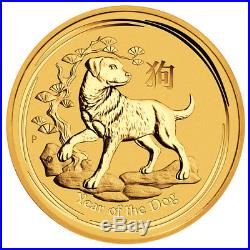 2018-P Australia Year of Dog 1/10 oz Gold Lunar (S2) $15 Coin GEM BU SKU49080