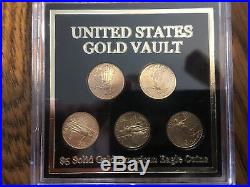 2018 US Gold Vault $5 Gold Eagle Set, 5 coins Total. Total 1/2 Oz Gold. Bullion