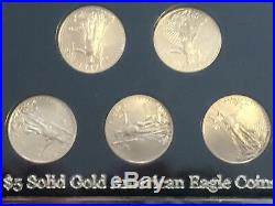 2018 US Gold Vault $5 Gold Eagle Set, 5 coins Total. Total 1/2 Oz Gold. Bullion