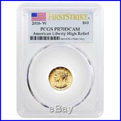 2018 W 1/10 oz $10 American Liberty Proof Gold Coin PCGS PF 70 First Strike