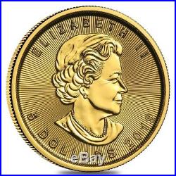2019 1/10 oz Canadian Gold Maple Leaf $5 Coin. 9999 Fine BU (Sealed)