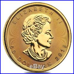 2019 1 oz Gold Canadian Maple Leaf 40th Anniversary. 9999 Fine $50 Coin BU