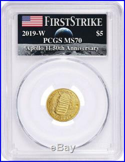 2019-W $5 Gold Coin Apollo 11 50th Anniversary PCGS First Strike MS70