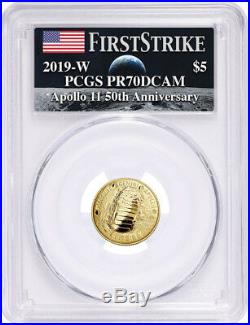 2019-W $5 Gold Coin Apollo 11 50th Anniversary PCGS First Strike PR70