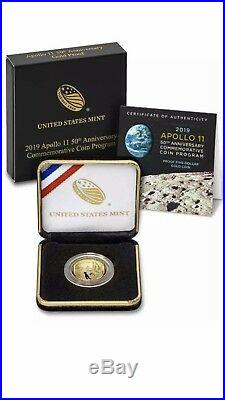 2019 W Apollo 11 50th Anniversary PROOF $5 Gold Coin (19CA)