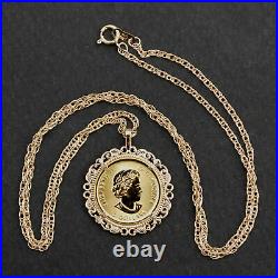 2020 Canada 1/10 oz. 999 Gold Polar Bear BU Unc Coin Solid 14K Gold Necklace NEW