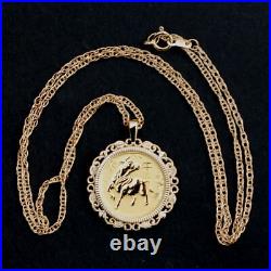 2021 Australia 1/10 oz Gold Lunar Year of Ox BU Coin Solid 14K Gold Necklace NEW