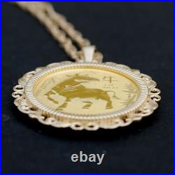 2021 Australia 1/10 oz Gold Lunar Year of Ox BU Coin Solid 14K Gold Necklace NEW